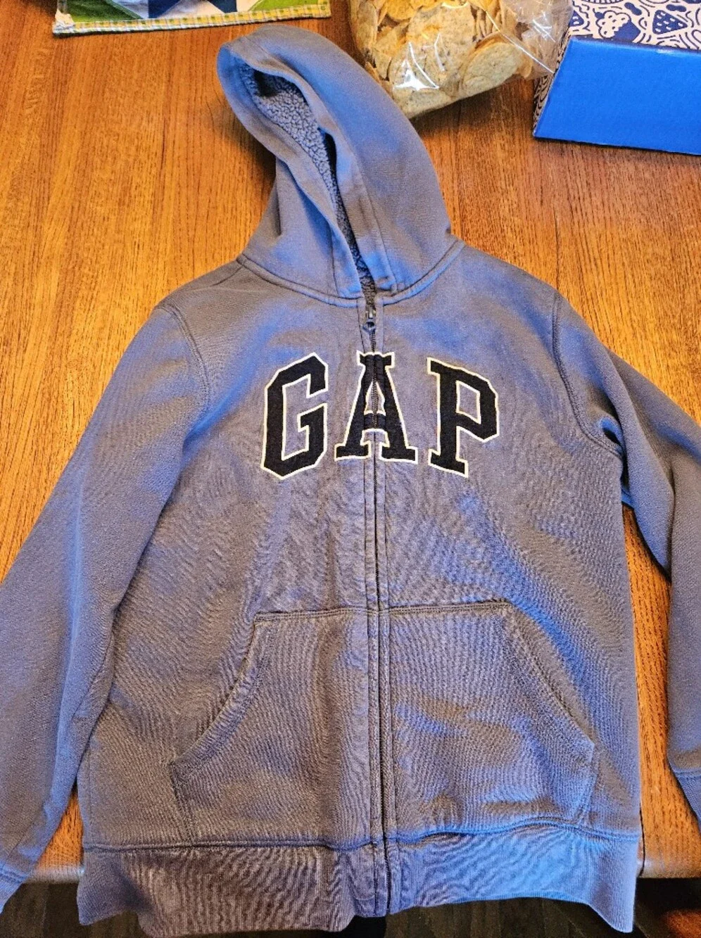 GAP Kids Gray Sherpa-Lined Jacket with Black Logo Tag